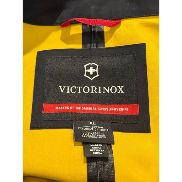 Victorinox Men's Button Front Rain Jacket Black Yellow Size XL - Picture 5 of 6